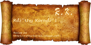 Réthy Kornél névjegykártya